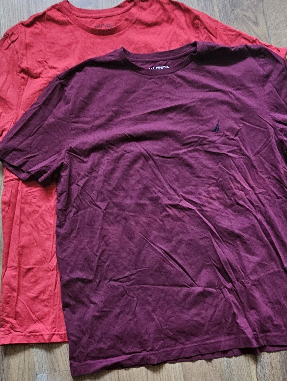 TWO! Nautica Men's Short Sleeve Crew Neck T-Shirts - Burgundy & Red